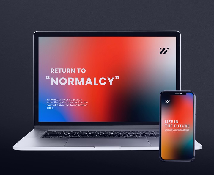 Photo of the meditation app on laptop and phone screen